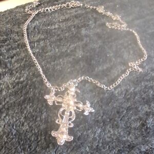 Silver Tone Rhinestone Cross